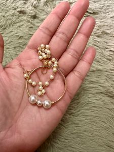 Elegant Pearl &amp; Gold Tone Nosering