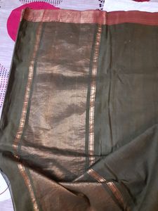 Olive Green Soft Cotton Saree