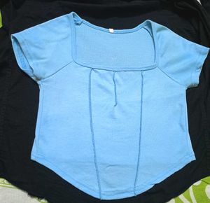 Blue Corset Style Crop Top