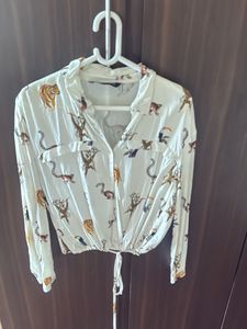 Fun Animal Print Long Sleeve Crop Top