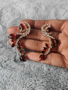 Red Gemstone Statement Earrings