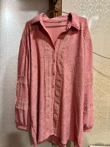 Chic Pink Cord Set with Lace Detail