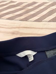Navy Wide Leg Pants with Gold Buckle