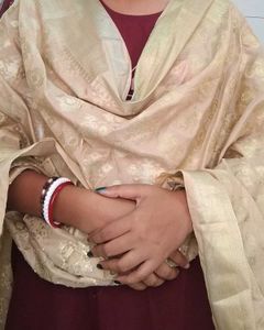 Beige With Golden Embroidered Dupatta