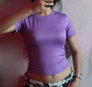 Purple Fitted Crop Top