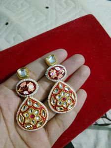 Elegant Red Floral Drop Earrings