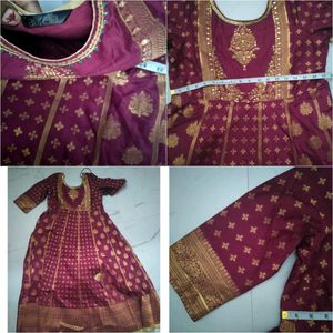 Elegant Maroon Kurta Set with Gold Print