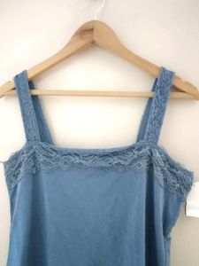 Beautiful Blue Lace Trim Tank Top
