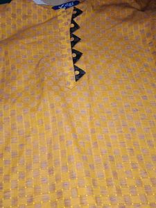Yellow Textured Kurta