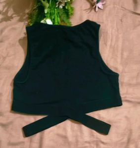 Black Crop Top with Crisscross Detail