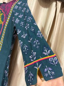 Rangriti  Teal Kurta with Vibrant Elephant