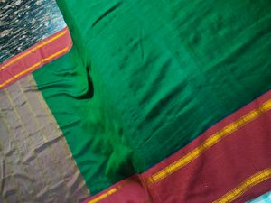 Traditional pure silk Saree with Red Border