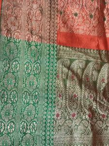 Beautiful Orange and green colour saree
