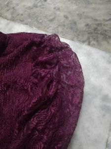 Burgundy Lace Top with Bow Detail