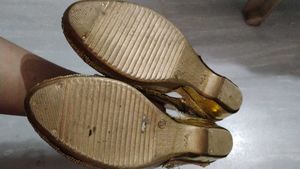 Sparkling Golden Embellished Flats