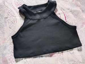 Stylish Black Halter Neck Crop Top
