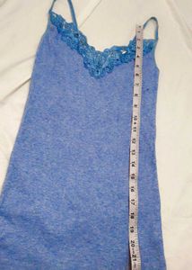 Blue Lace Trim Cami Top