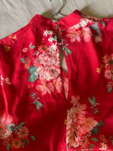 Light Red Floral Print Blouse