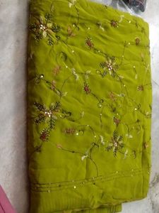 Embroidered Saree with three blouse