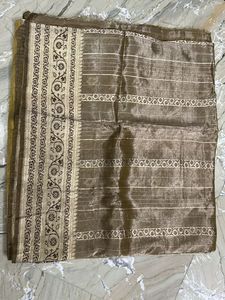 Elegant Brocade golden silk Saree