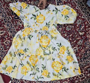 Vibrant Yellow Floral Summer Dress