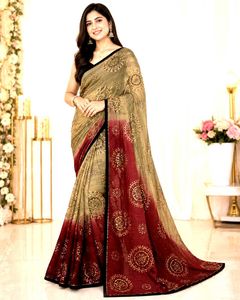 Chiffon Saree With Heavy Sequence Work