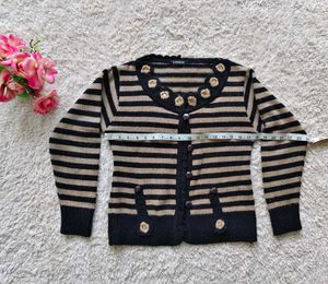 Striped Button-Down Cardigan