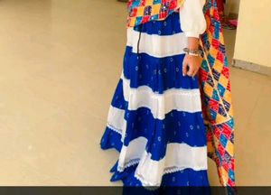 Boho Blue &amp; White Tiered Skirt