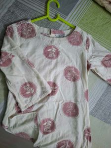 Cream &amp; Pink Printed Mini Dress