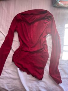 Stylish Red off shoulder Long Sleeve Top