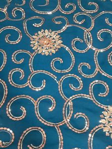 Teal Saree with Sequins &amp; Embroidery