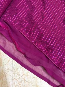 Elegant Purple Sequin Saree..