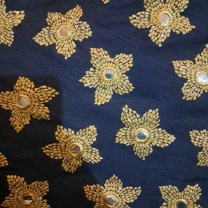 NAVY BLUE EMBROIDED KURTA-LEHNGA SET