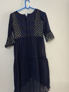 Elegant Navy Blue Girls' Kurta Set