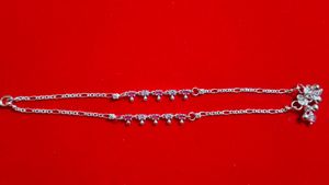 Silver Anklets with Pink Stones 8 inch