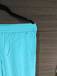 Turquoise Embroidered Palazzo Pants