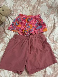 Shorts Bundle: Floral Ruffle & Pink Athletic