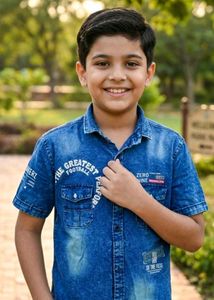 Cool Blue Denim Shirt for Boys