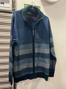 Striped Zip-Up Knit Cardigan for men
