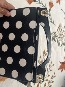 Black &amp; White Polka Dot Clutch