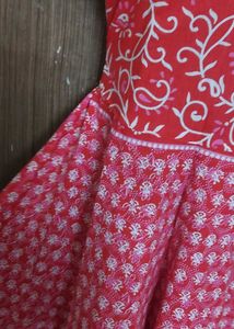 Red pure Cotton Printed dress