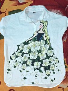 Unique Graphic Print White Shirt