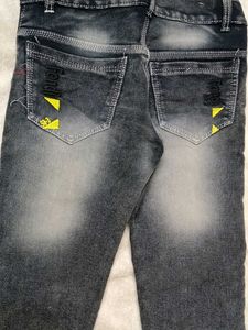 Stylish Washed Black Denim Jeans