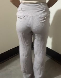 grey flared leg pants