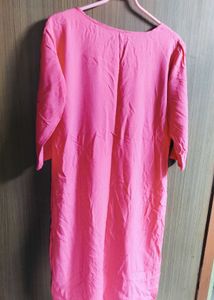 Bright Pink Kurta with gota patti Embellished Neck