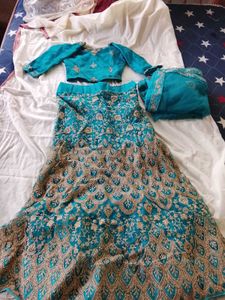 Teal Embroidered Lehenga Choli