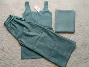 Cute short kurti with A line wide leg plazo Set