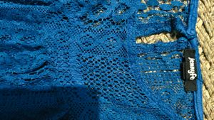 Royal Blue Lace Cold Shoulder Top