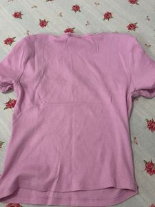 Pink Ribbed Square Neck Top