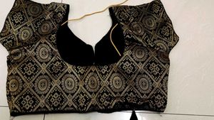 Elegant Black & Gold Brocade Blouse